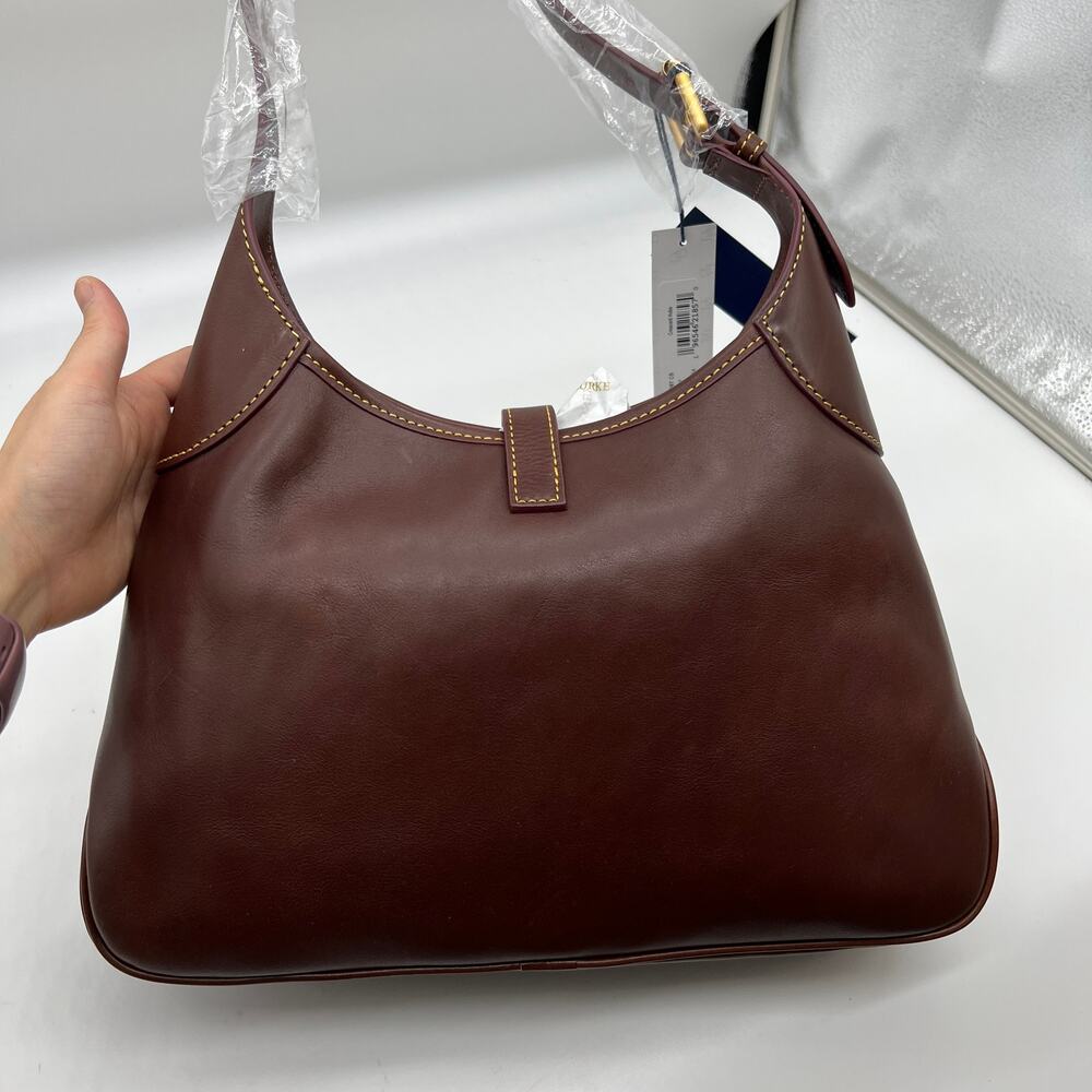 Dooney & Bourke Florentine Leather Crescent Hobo Women Purse Chestnut - Picture 2 of 16